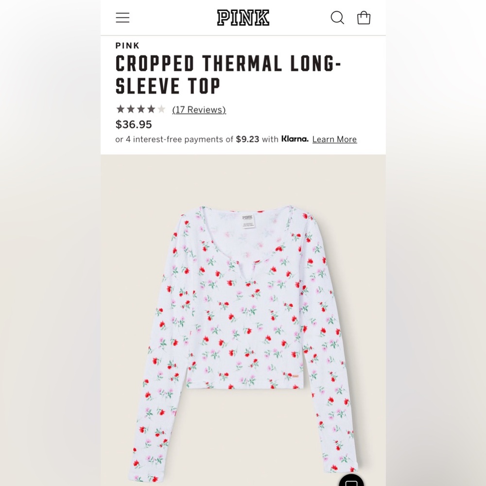 🍄TRADED🍄 PINK Cropped Thermal Long Sleeve Top
